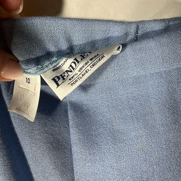 Pendleton Long Skirt 100% Virgin Wool Baby Blue Sz 10 - Picture 3 of 5